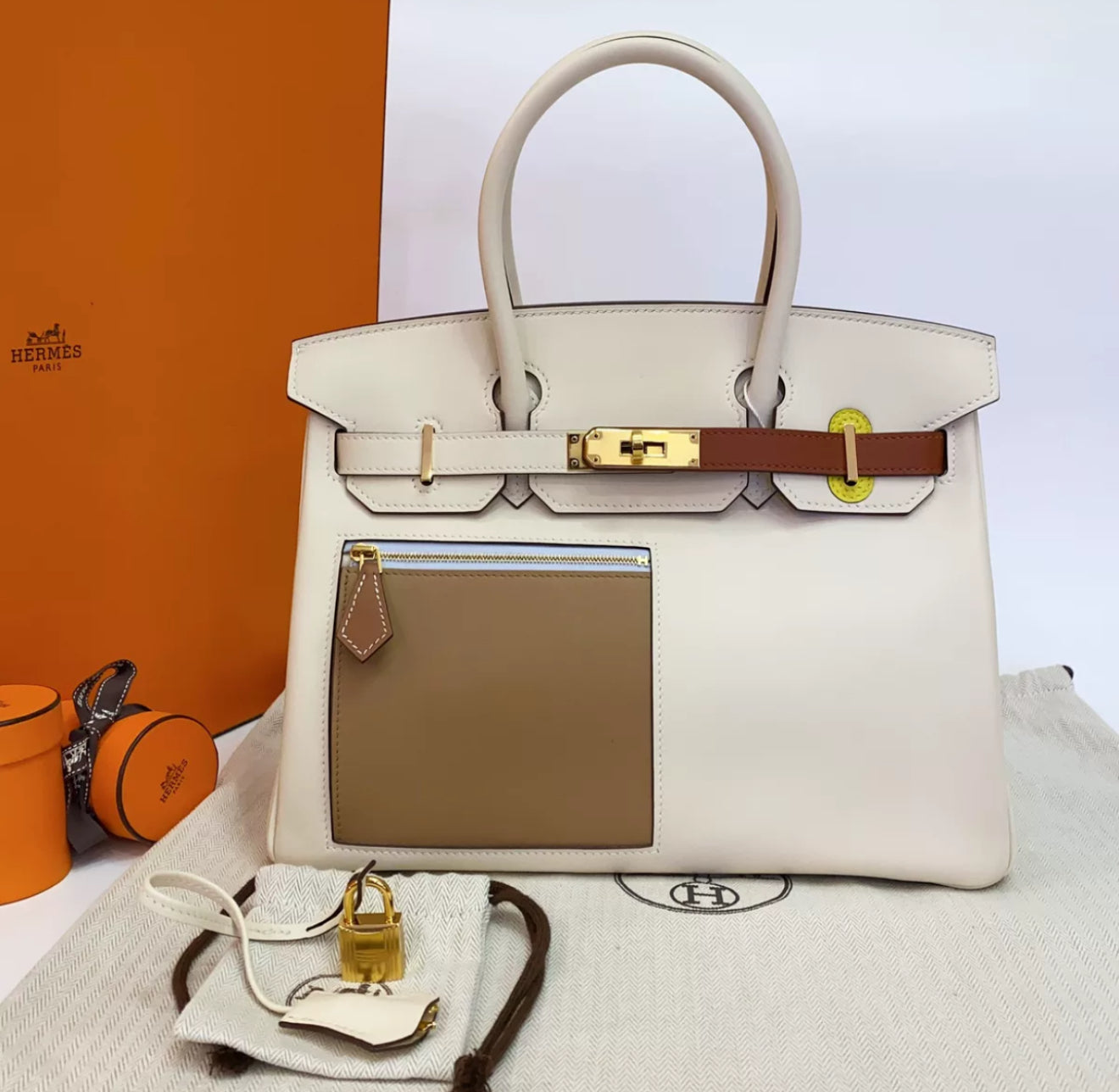 Hermès Birkin 30 Limited Edititon Swift Colormatic in Nata, Cuivre