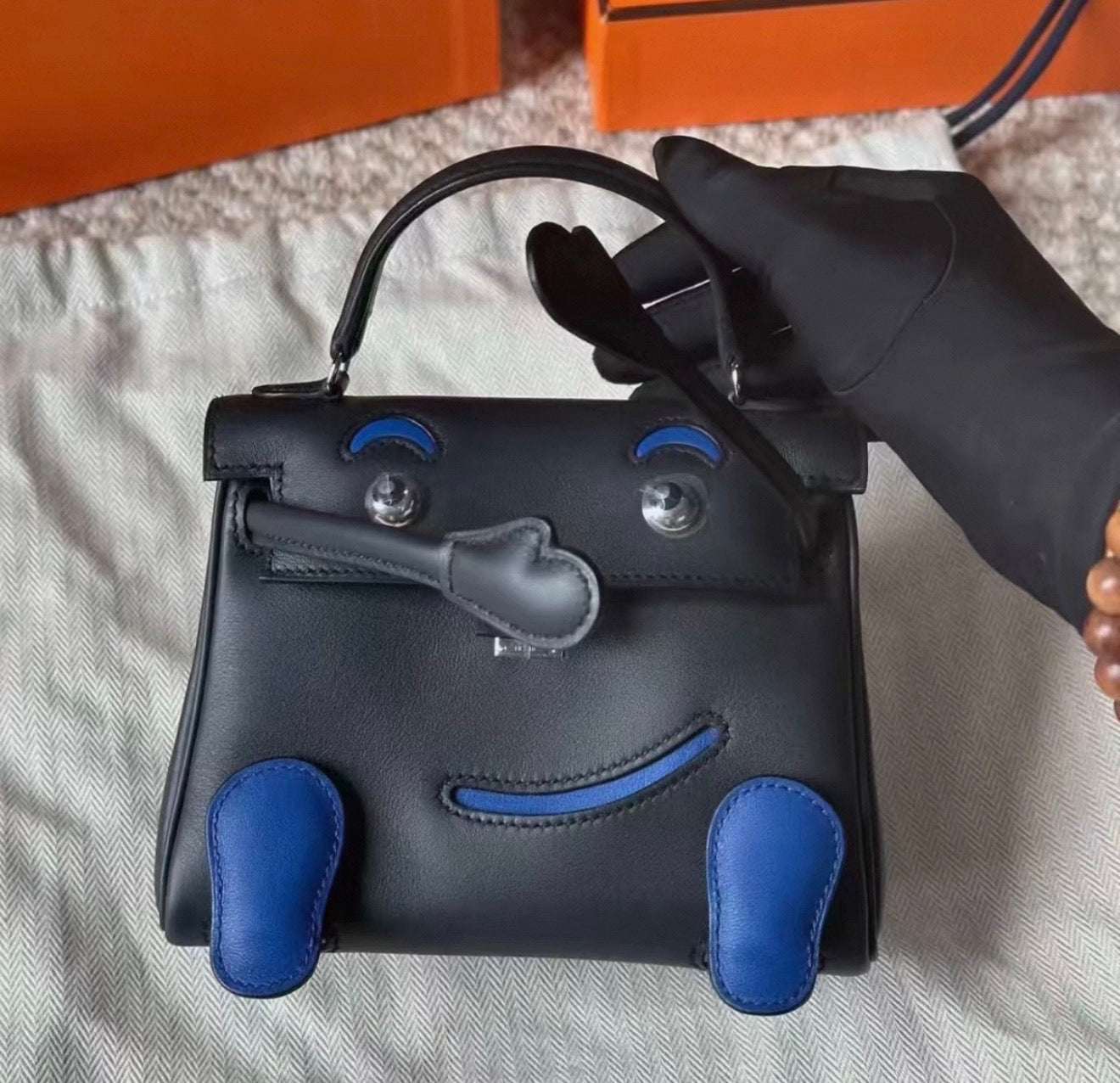 Hermes Kellydoll doll indigo/royal blue swift leather palladium hardware