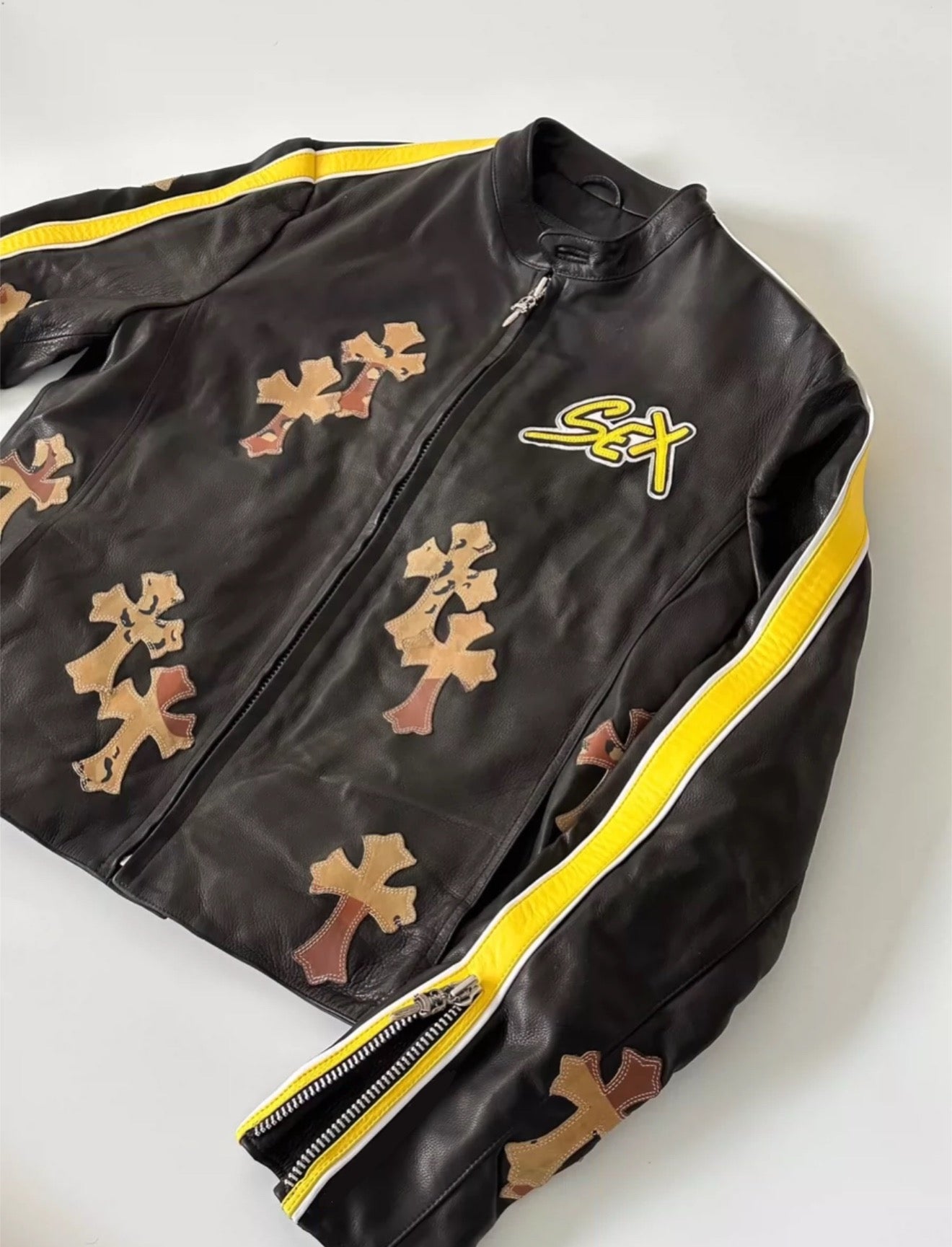 Chrome Hearts Sex Records Leather Racing Jacket