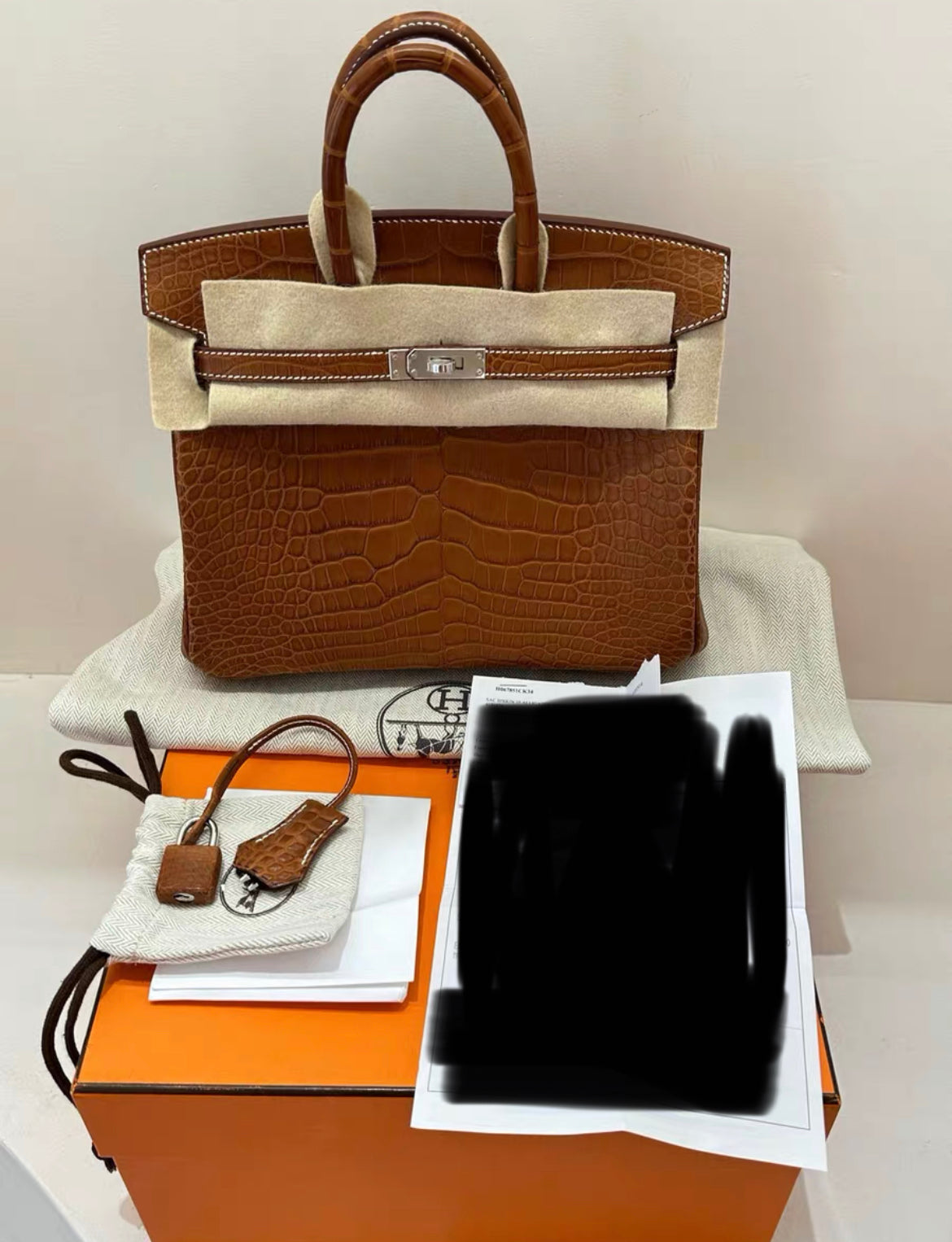 RARE HERMES BIRKIN 25 MATTE FAUVE BARÉNIA ALLIGATOR WITH PALLADIUM