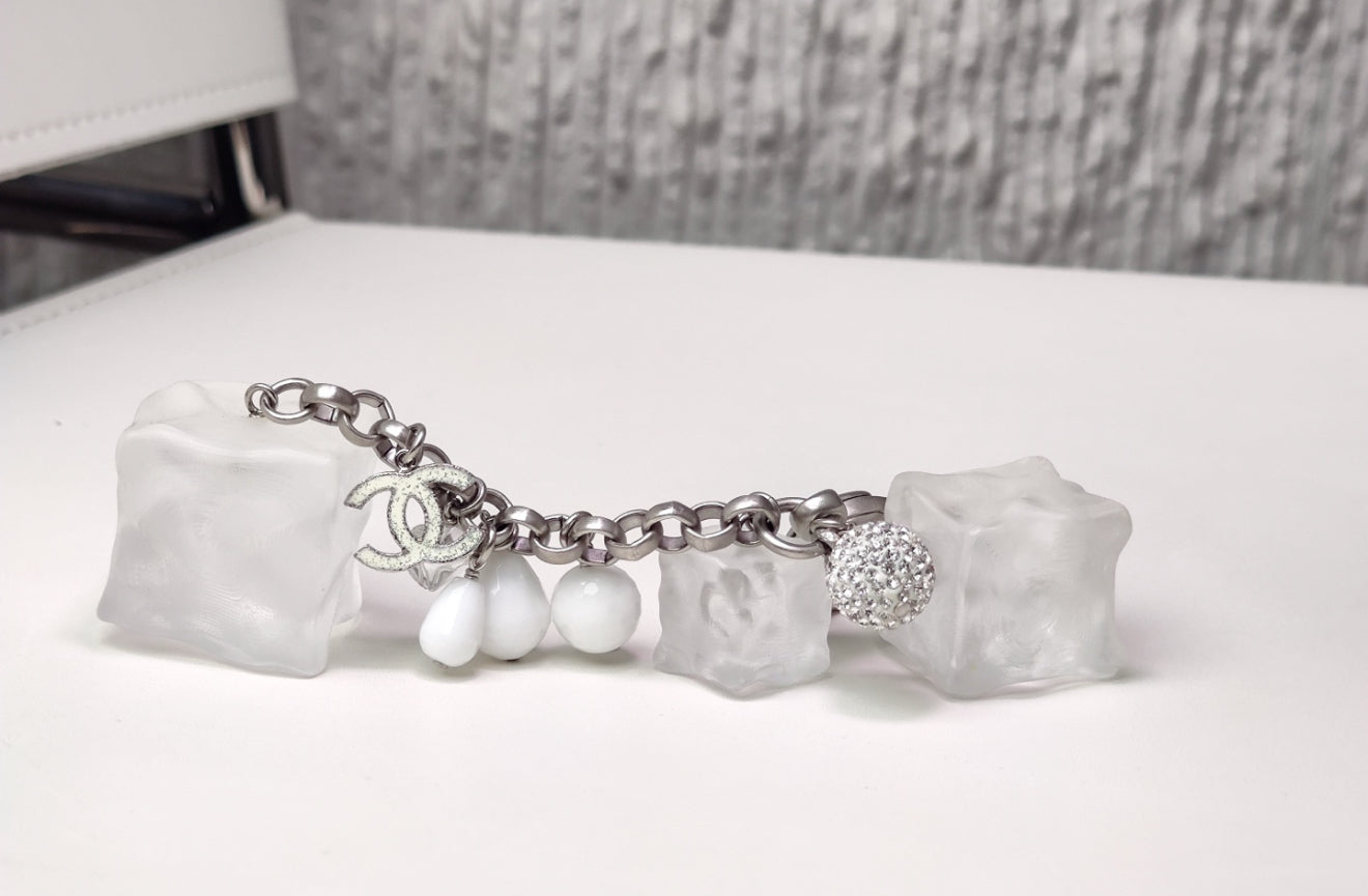 Chanel 10A Double C Ice Cube Pendant Multi-Element Keychain