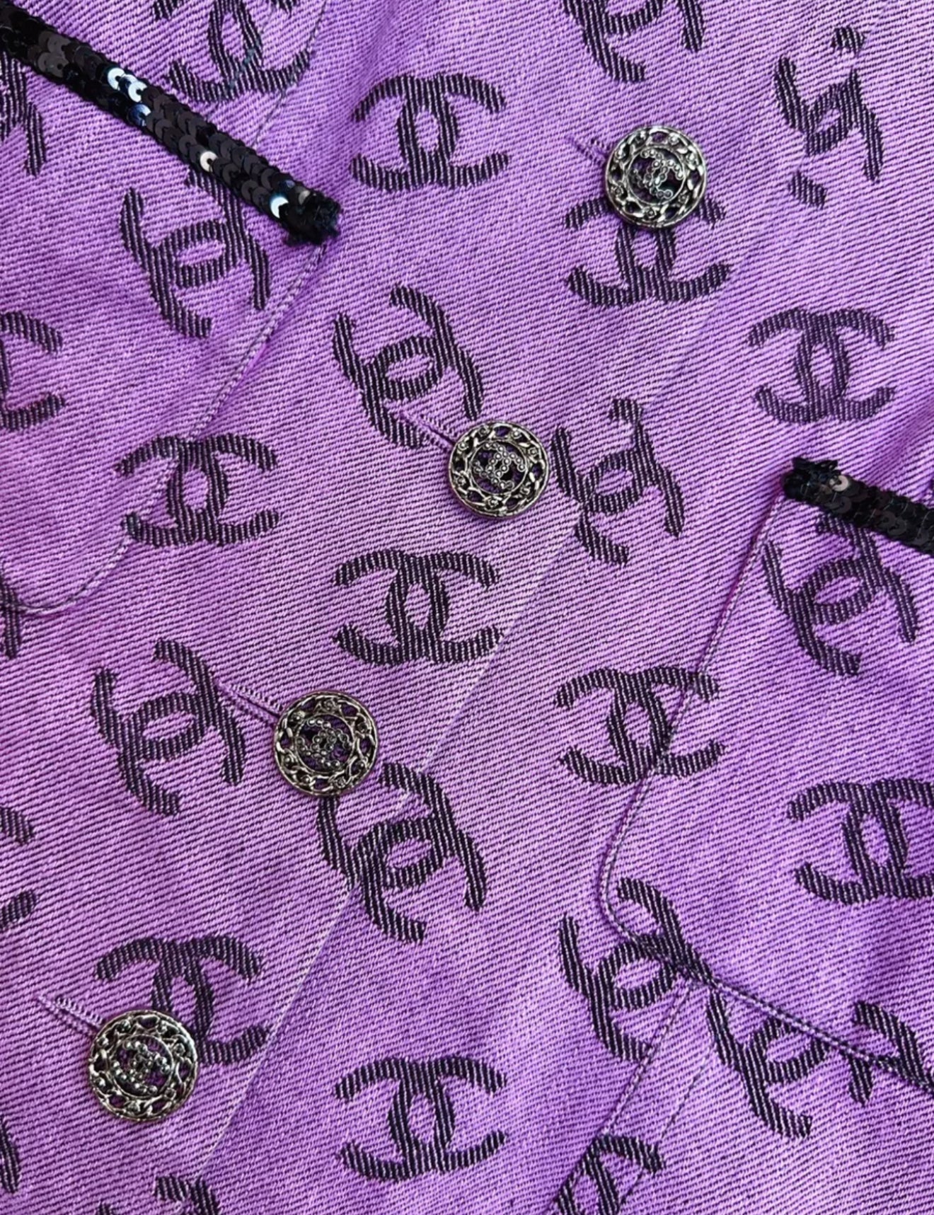 Chanel 22SS purple & black denim dress