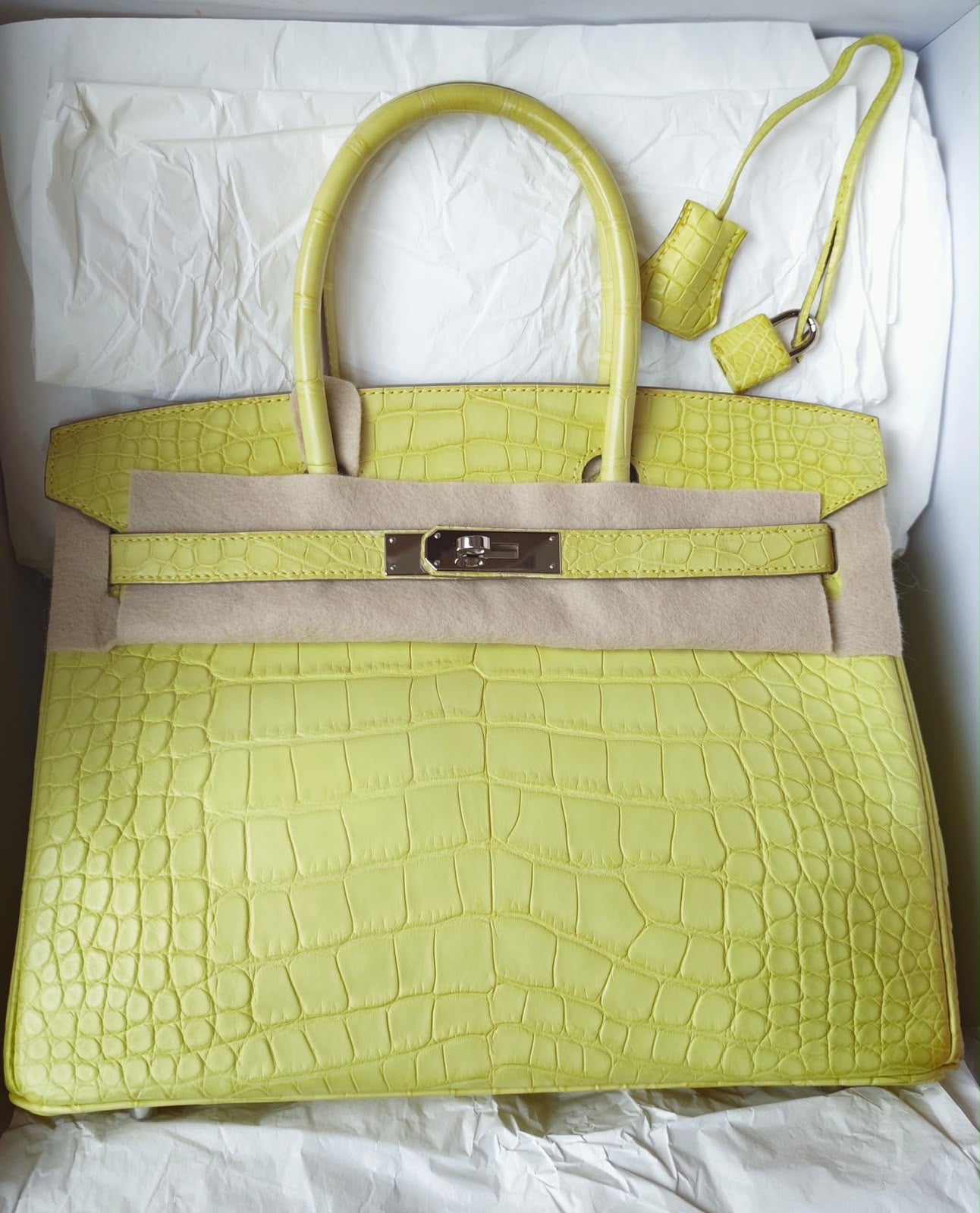 Hermes Birkin 30 Lime Matte Alligator Palladium hardware