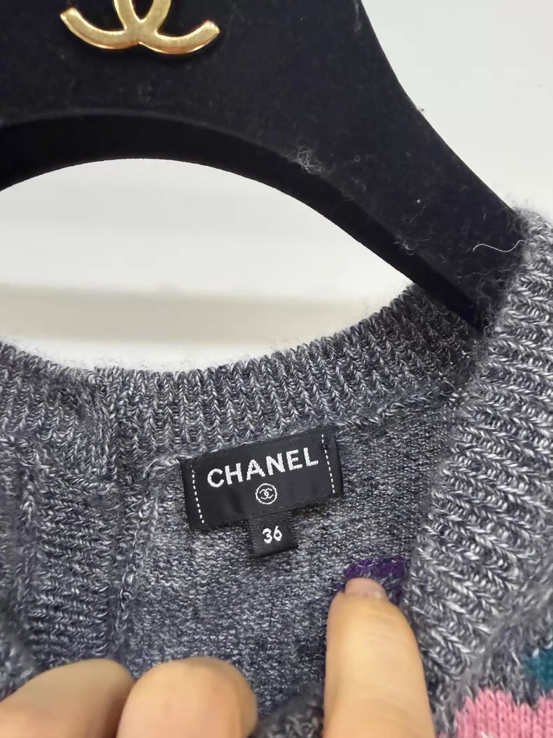 Chanel 24A grey cashmere knit top