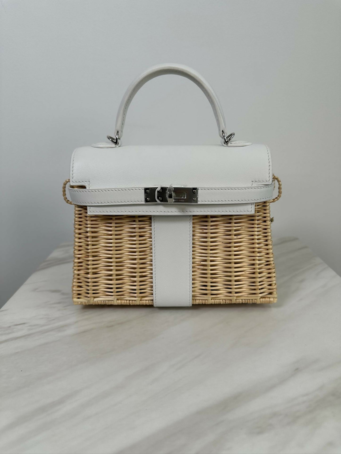 Hermès Kelly 20 Picnic Blanc Swift & Osier PHW B 2024