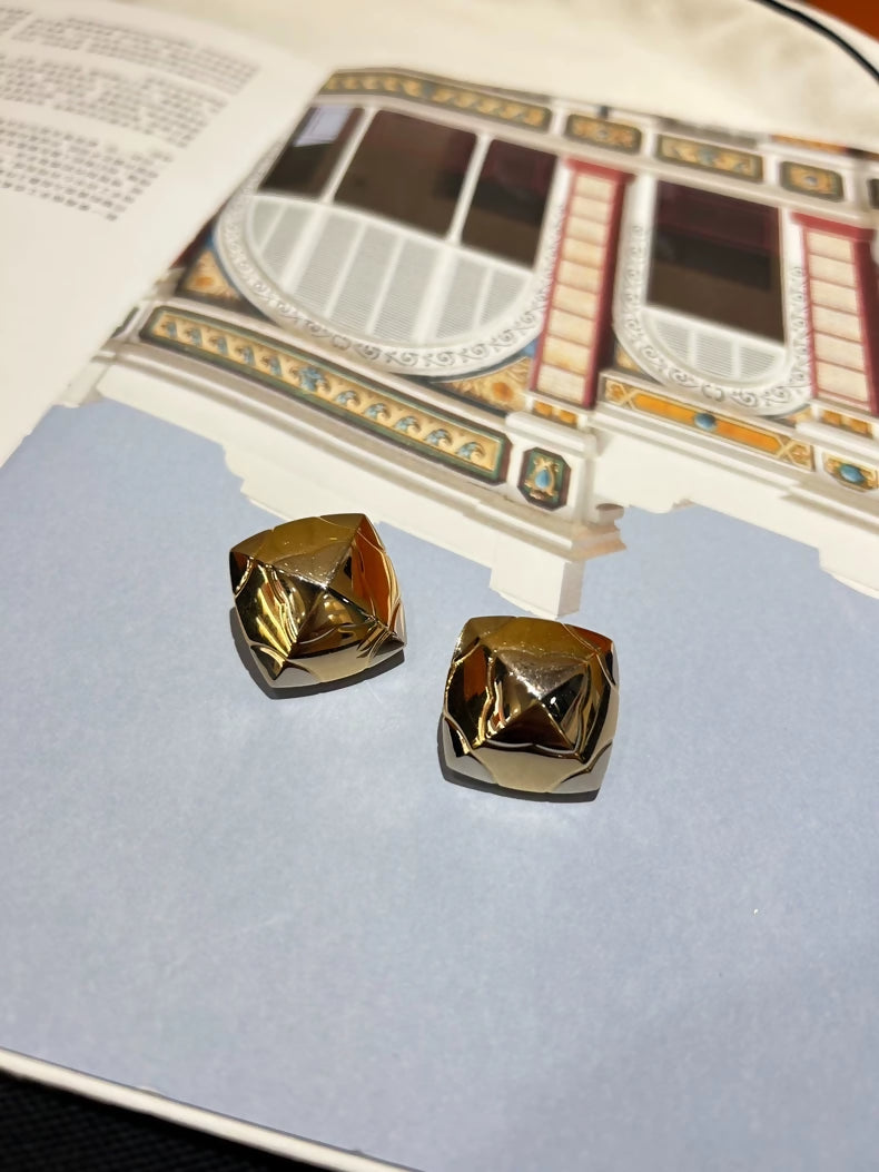 Bvlgari Antique Pyramid Two-Tone Gold Earrings