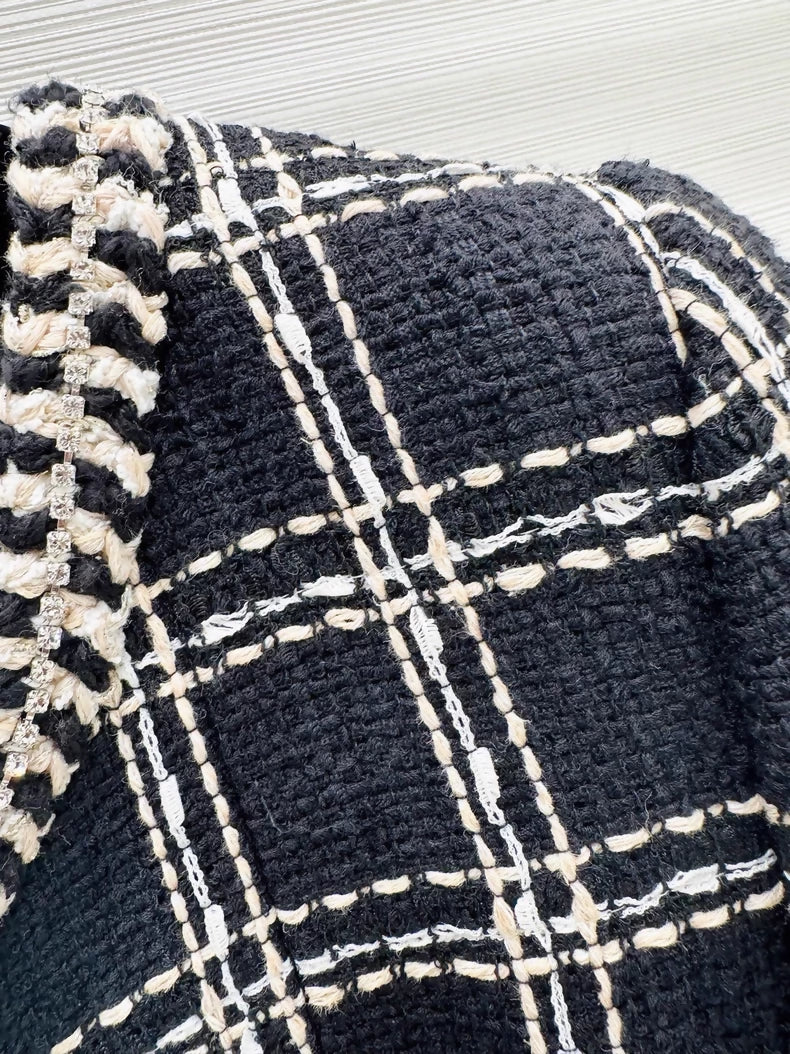 Chanel 23C Black Silver tweed dress