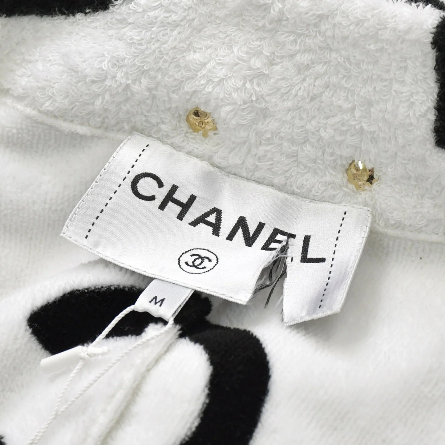 CHANEL 23M Black & White CC Logo Bathrobe