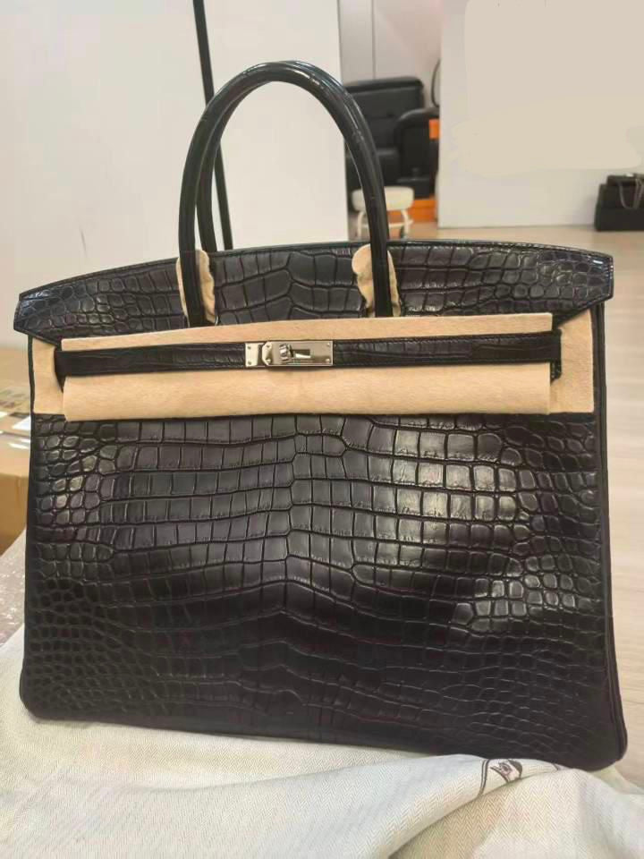 Hermes Birkin 40 Black Matte Alligator leather palladium hardware