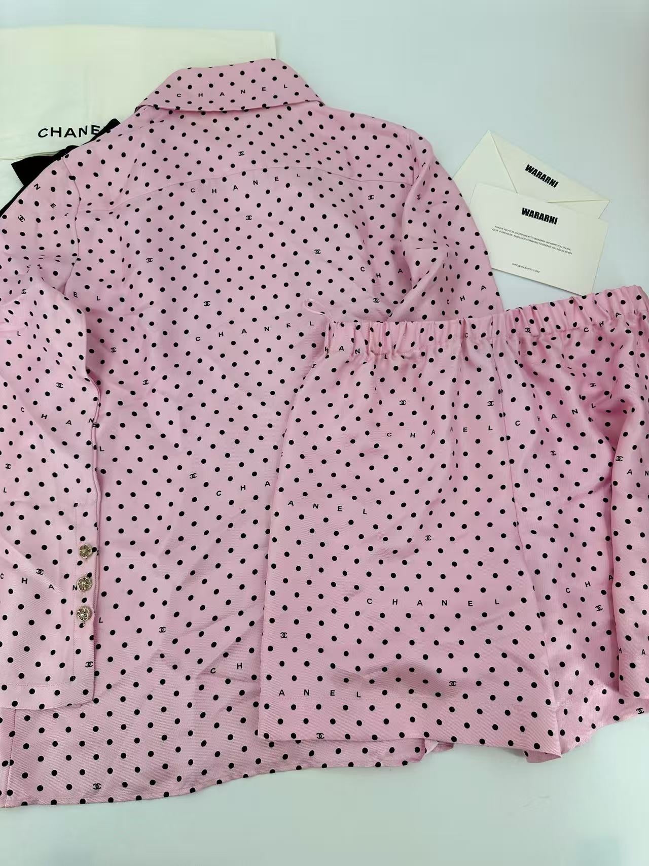 Chanel 24P pink polka shirt