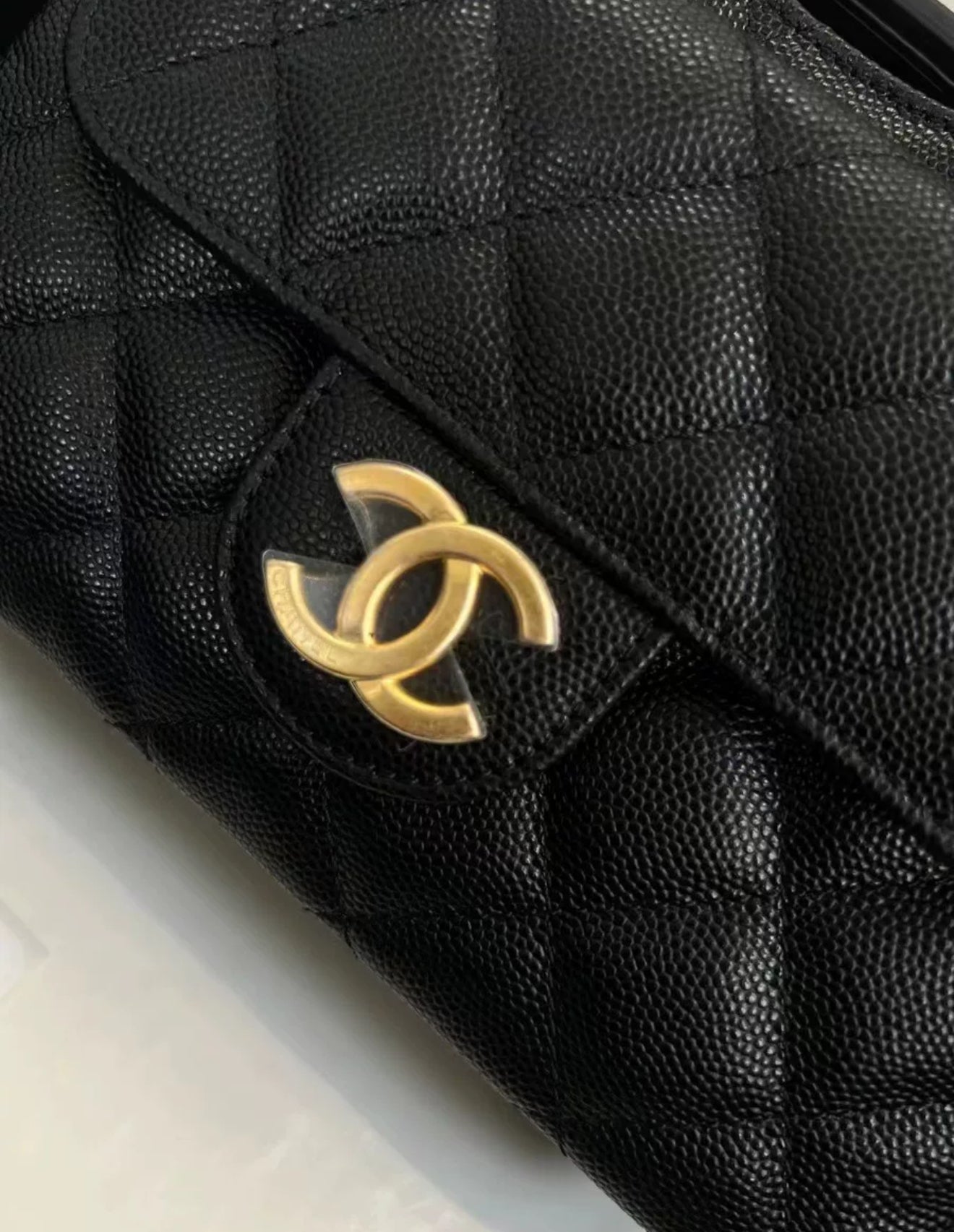 CHANEL 23P Black Caviar Leather Small Hobo Bag Gold Hardware