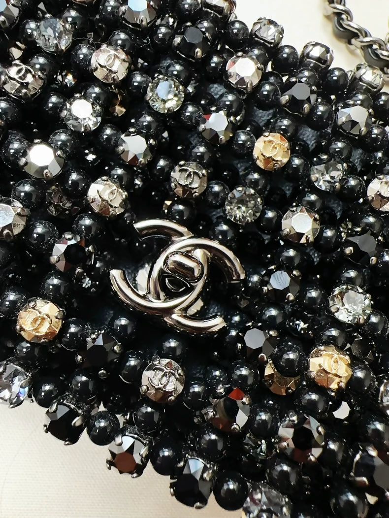 Chanel 22C black mini chain bag