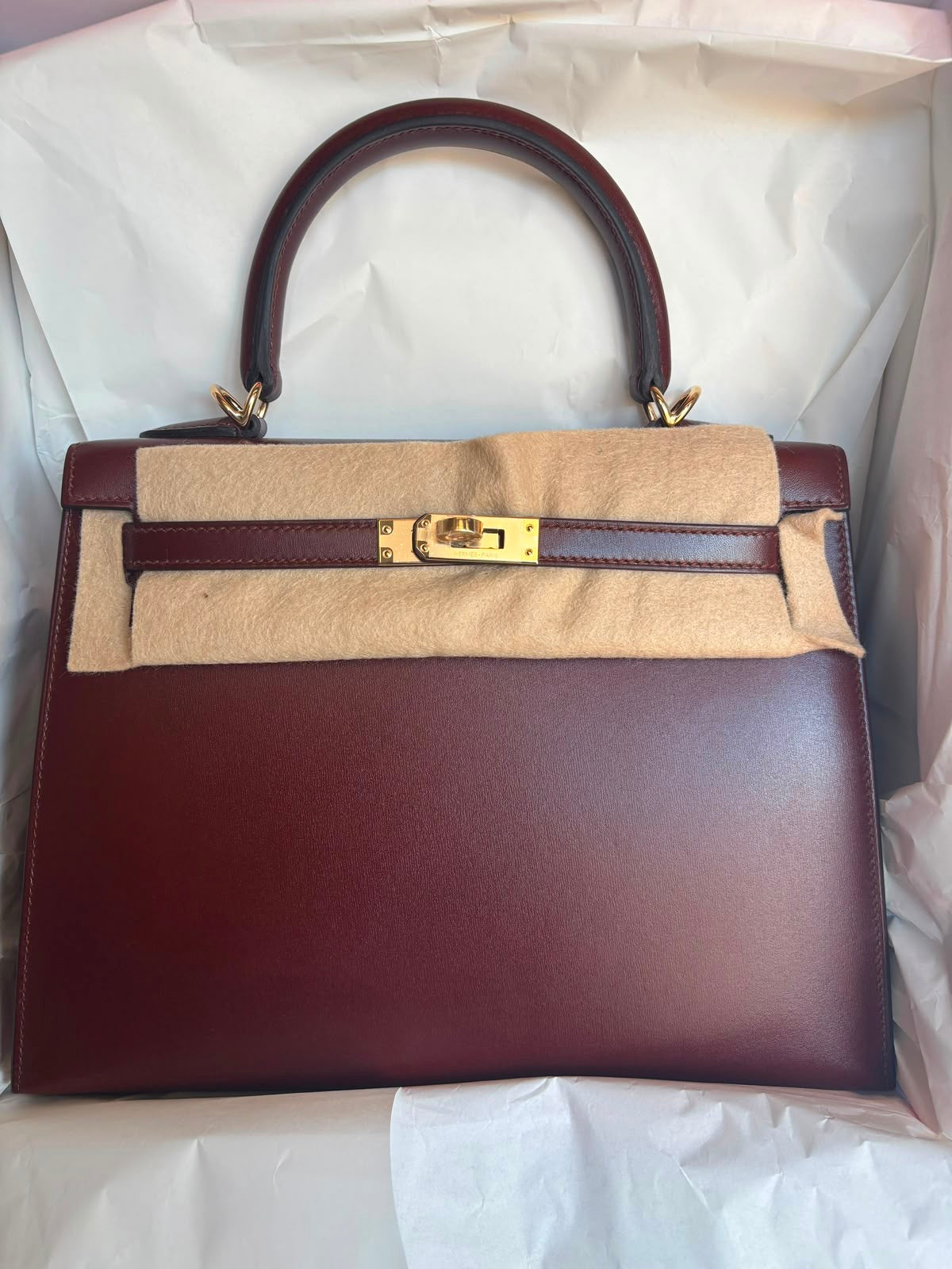 Hermès kelly 25 Terre Box leather gold hardware