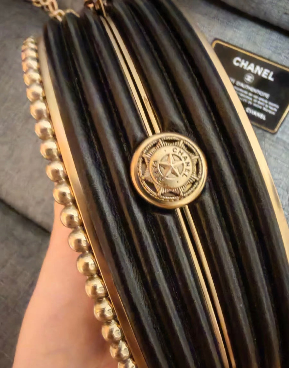 CHANEL 2014 Paris-dallas Minaudière Crossbody Bag In Black excellent condition