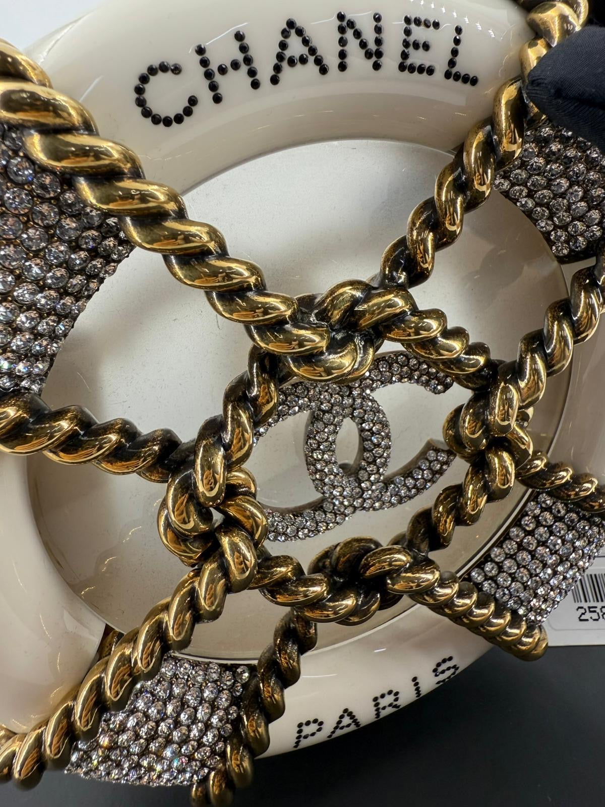 Chanel White Strass and Resin Nautical Wheel Minaudière Bronze Hardware, 2018 Métiers D'art