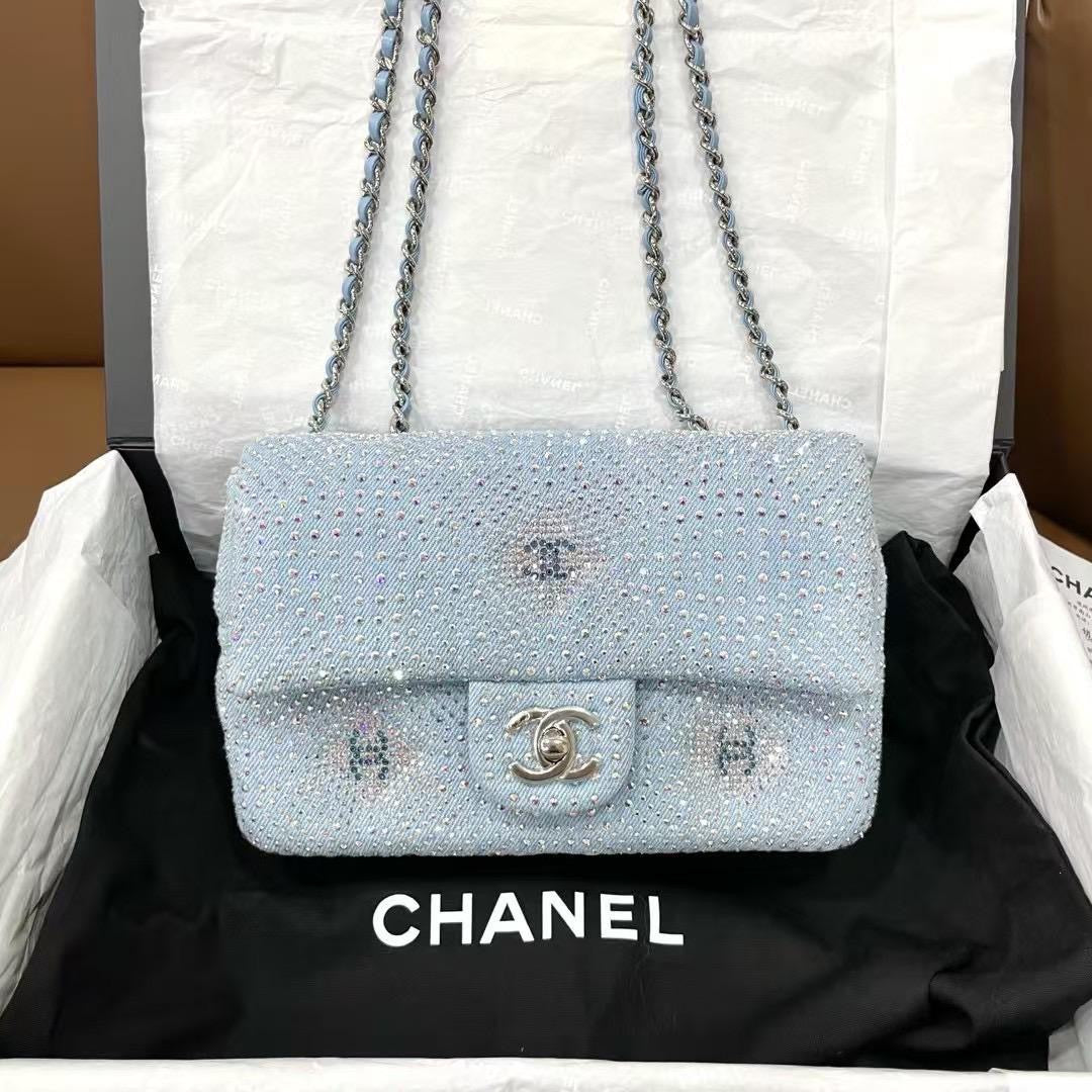 Chanel 23C Denim with crystals Evening flap bag – Wararni.com