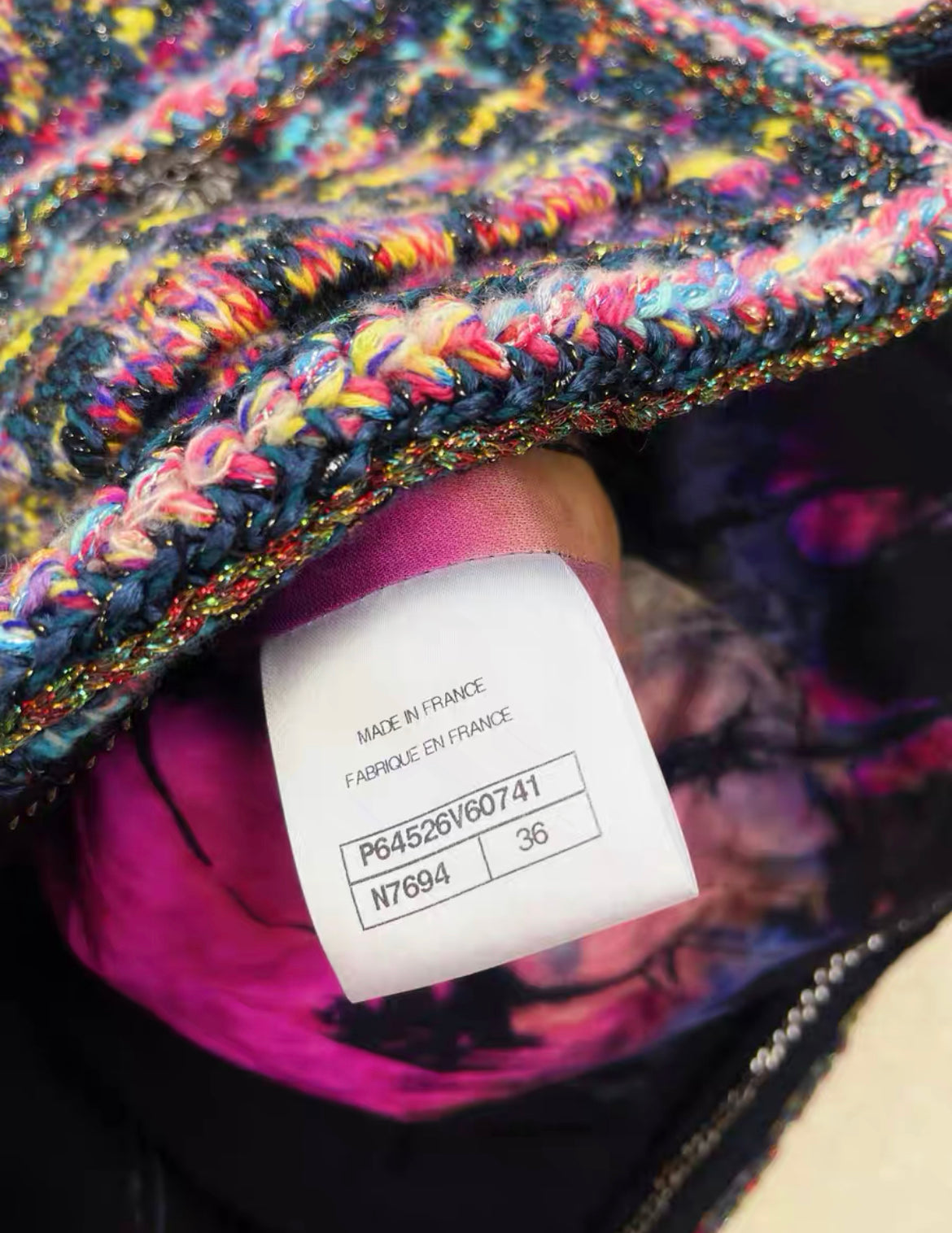 CHANEL 20A Multicolor/Metallic Houndstooth Braided Trim Blazer size 36 Brand new with tags