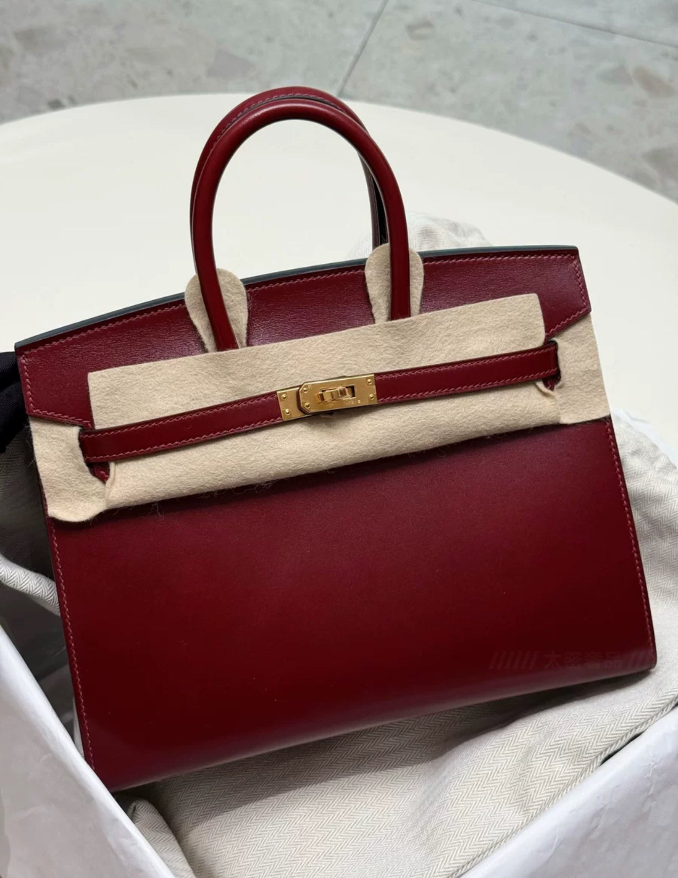 HERMÈS BIRKIN 25 SELLIER ROUGE H BOX CALF LEATHER GOLD HARDWARE