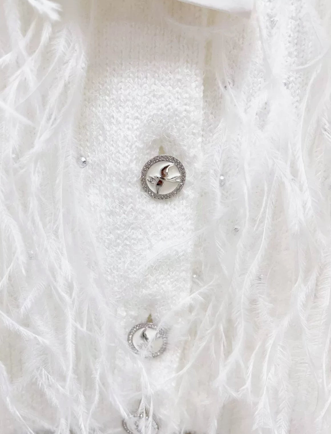 Chanel 25S white feather cardigan