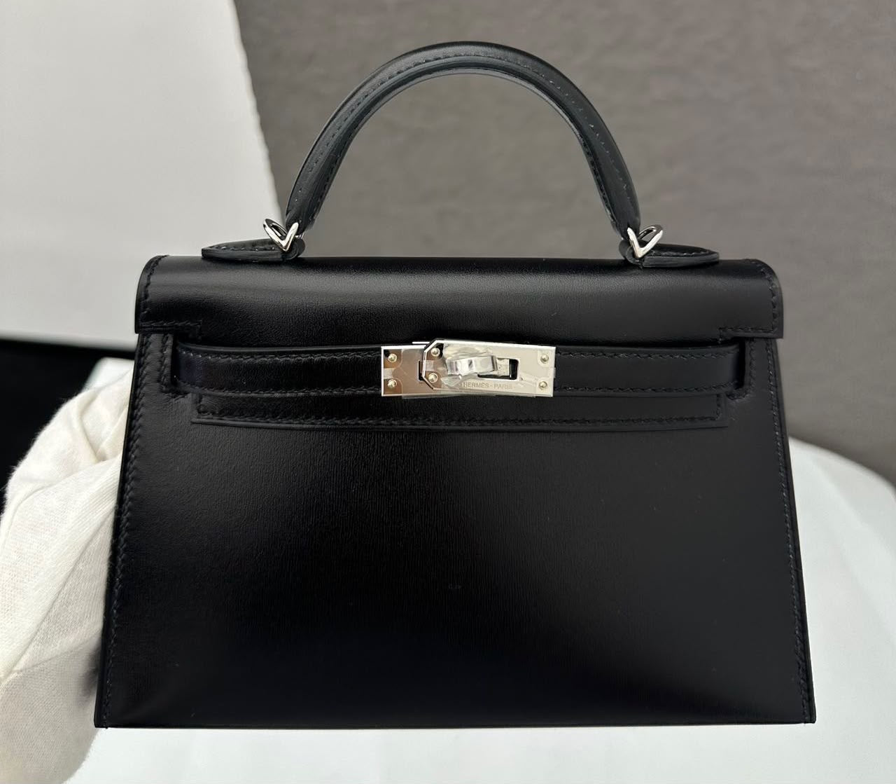 Hermes mini Kelly 20 black box palladium hardware