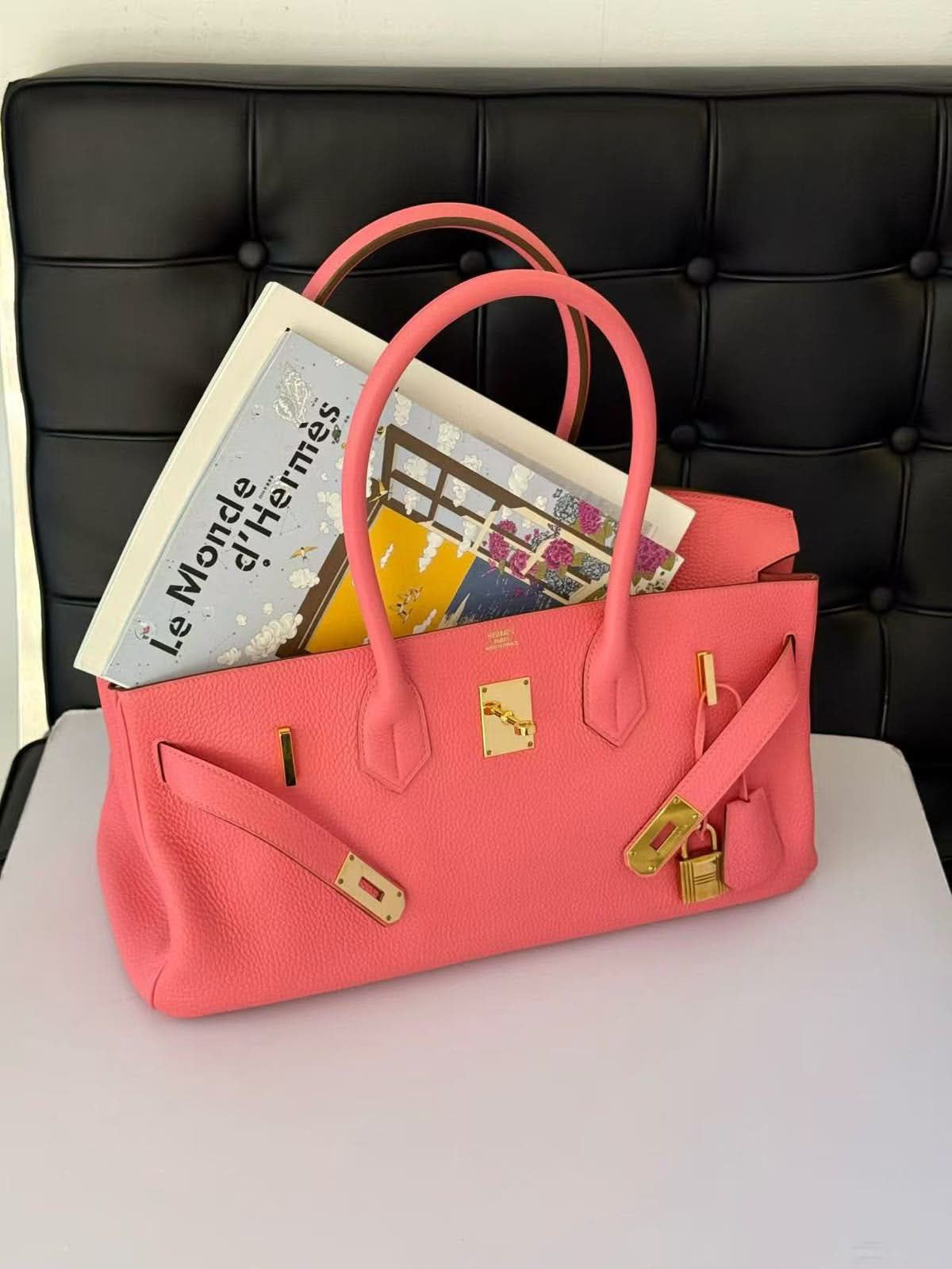 Rare Hermès Birkin Shoulder 42 JPG Pink Leather Gold Hardware