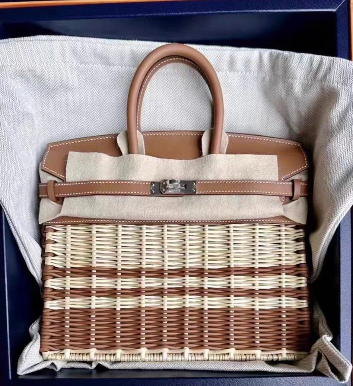 Limited Edition Hermes Birkin 25 Picnic Stripes Good Swift Leather  Palladium Hardware