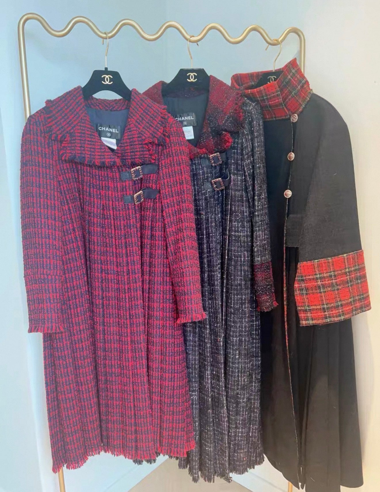 Chanel 13A Métiers d'Art Edinburgh Collection Red Wool British Plaid Coat