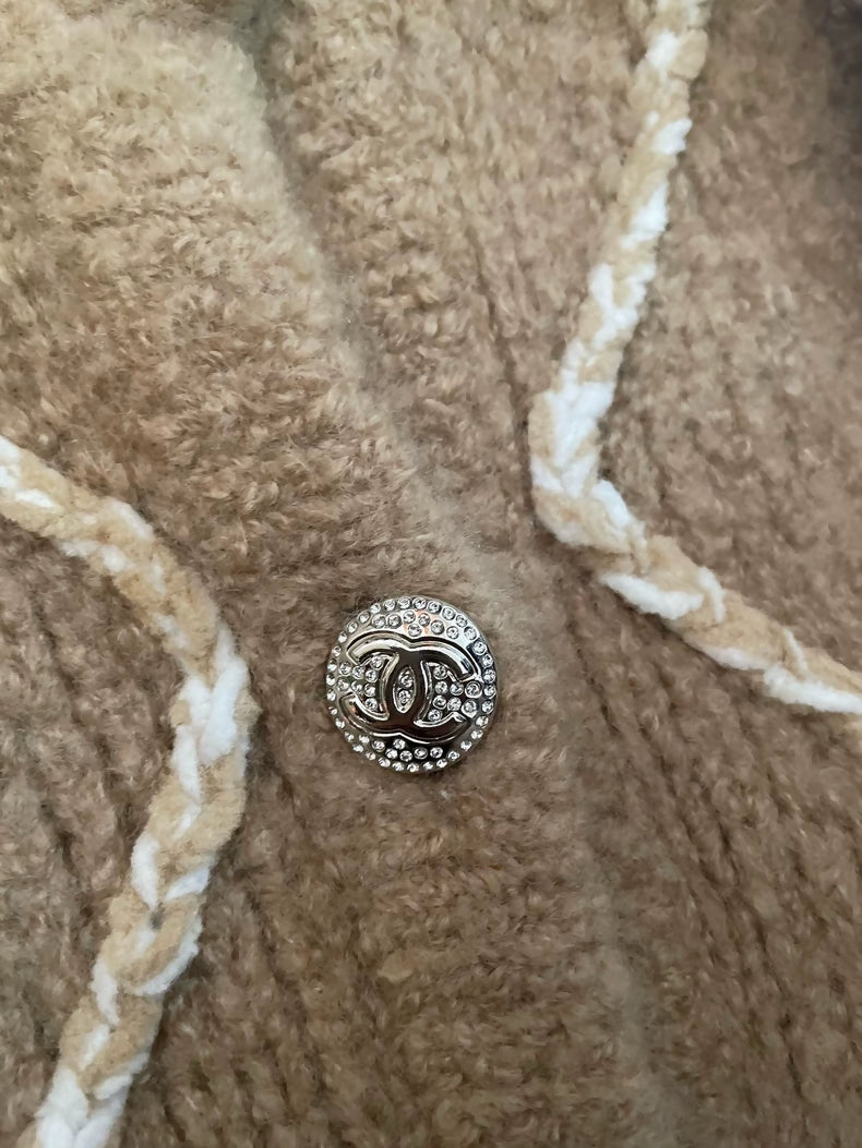 Chanel 23N brown quilted cardigan