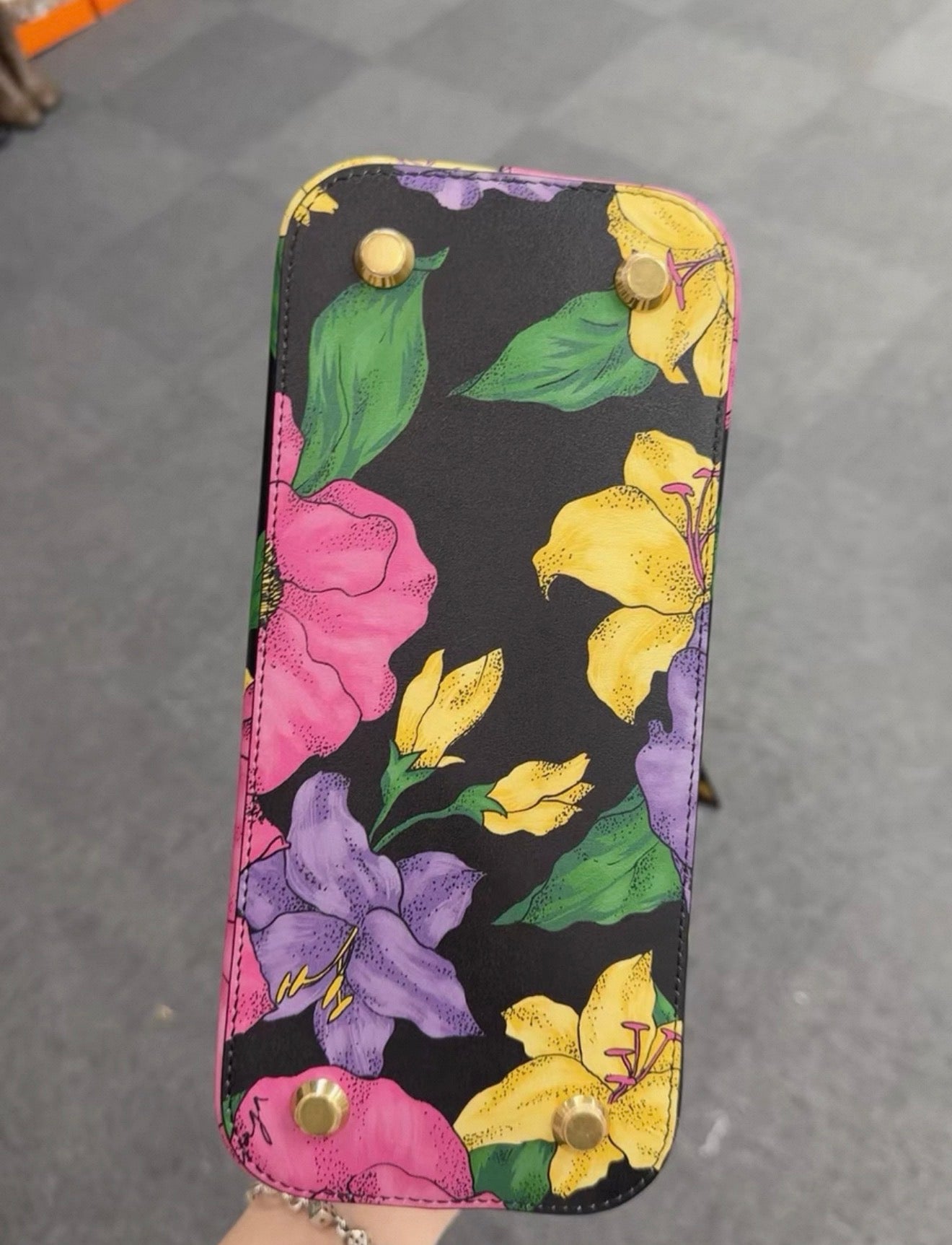 Balenciaga Black Ville Floral Top Handle Bag