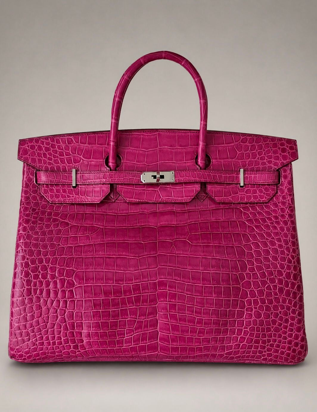 Hermes Birkin 40 Rose Scheherazade shiny crocodile leather palladium Hardware