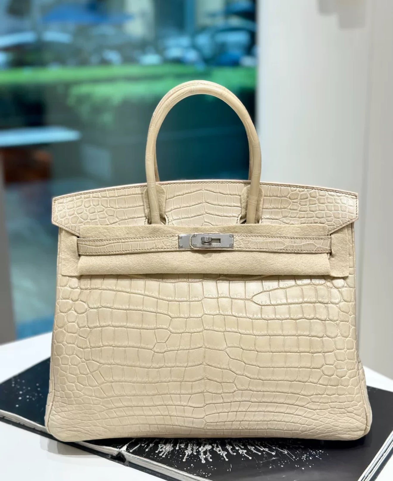 Hermès Birkin 35 Betton Matte Crocodile Leather Palladium hardware
