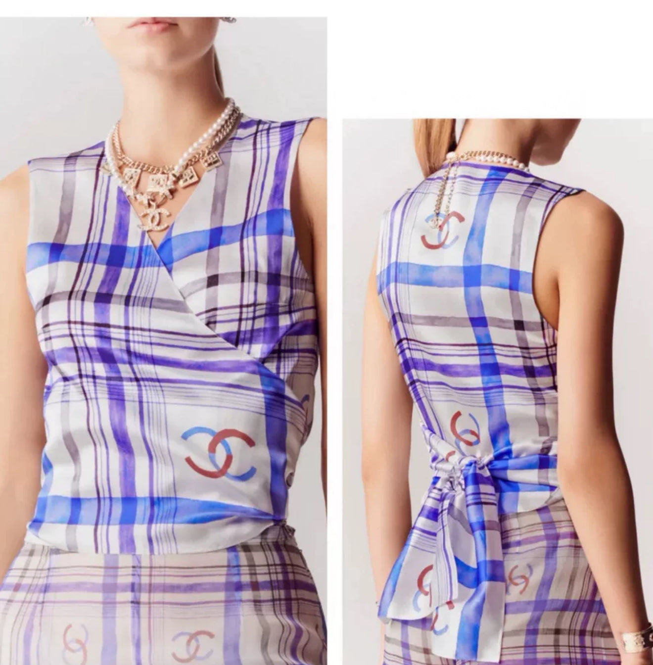 Chanel 23P Blue & White silk shirt