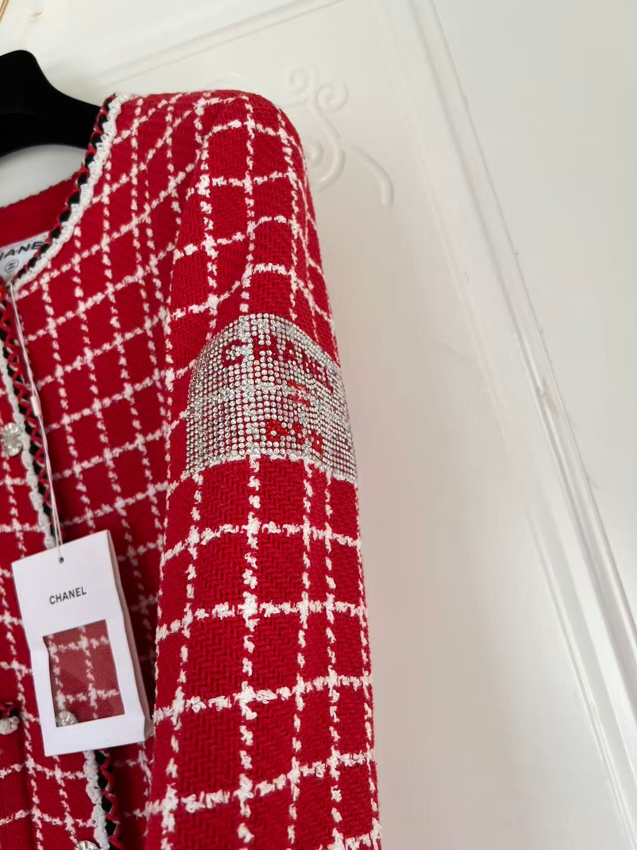 Chanel 23C Red tweed jumpsuit