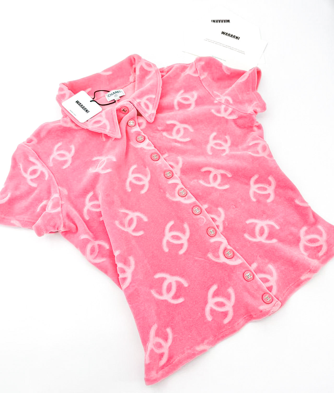 Chanel 1996 Pink Velour Logo Top — Celebrity-Worn Collector’s Icon