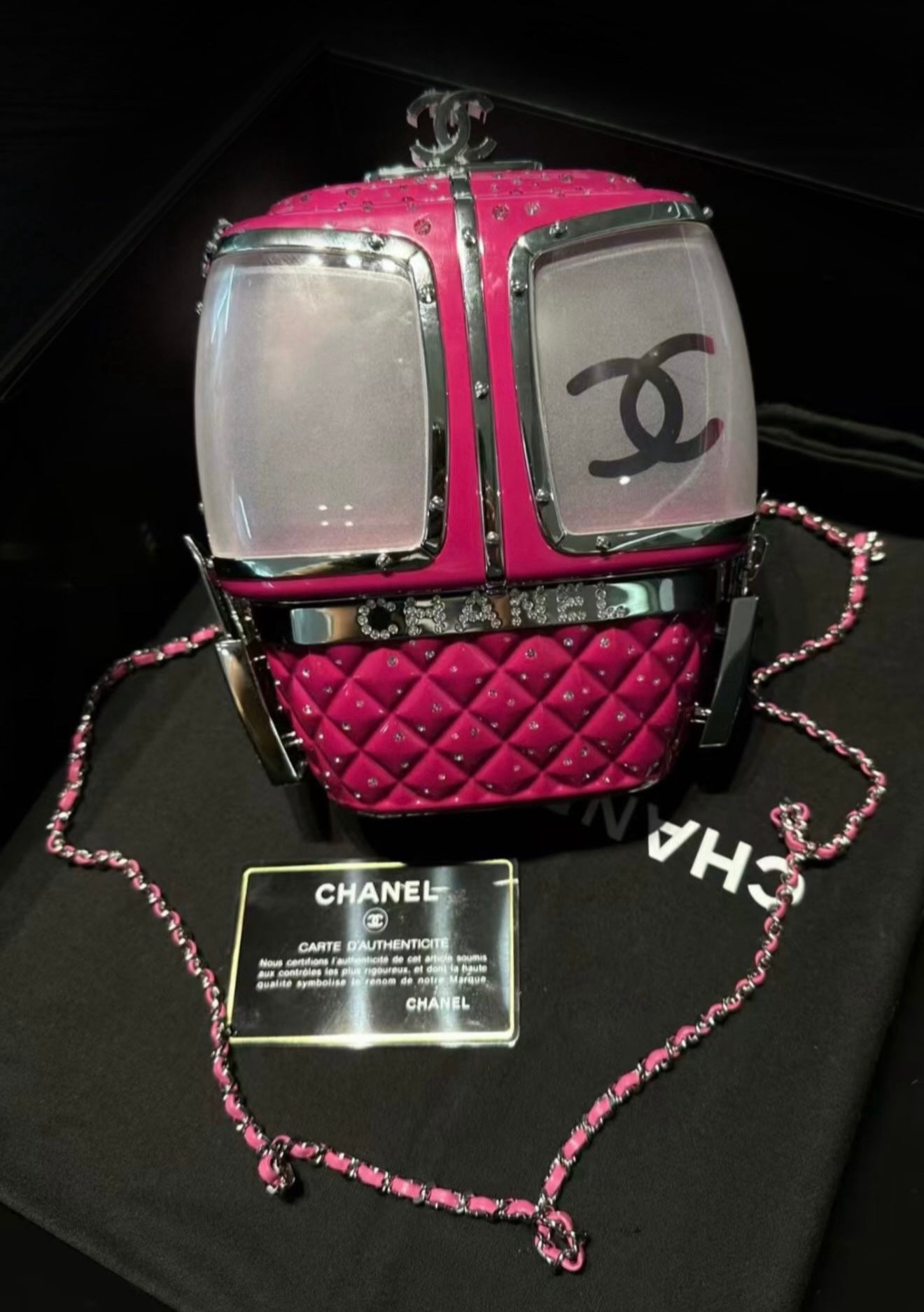 Chanel 2019 Pink Fuchsia Snow Gondola Minaudière Limited Edition