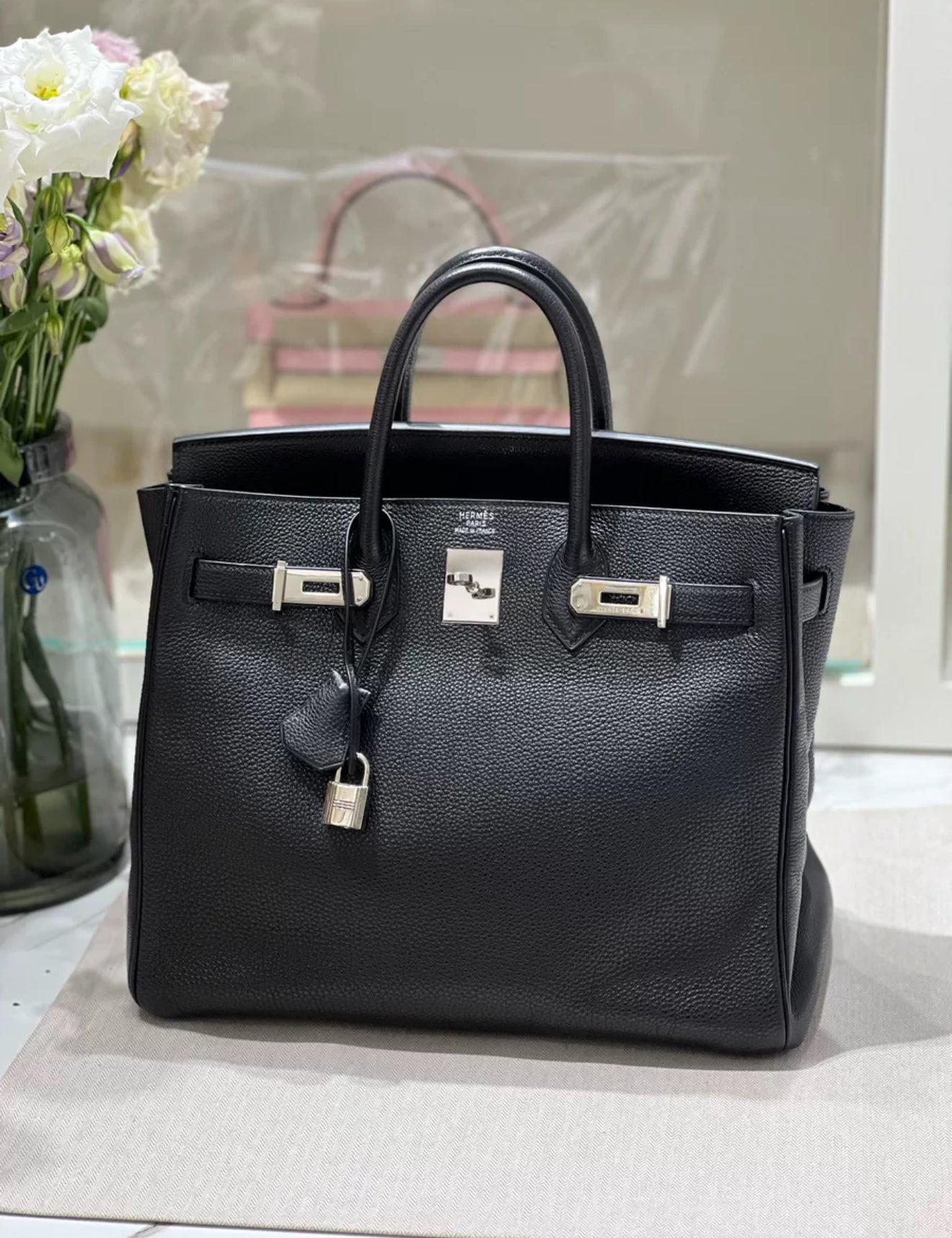 Hermes Birkin HAC 32 Black Togo Leather Palladium Hardware
