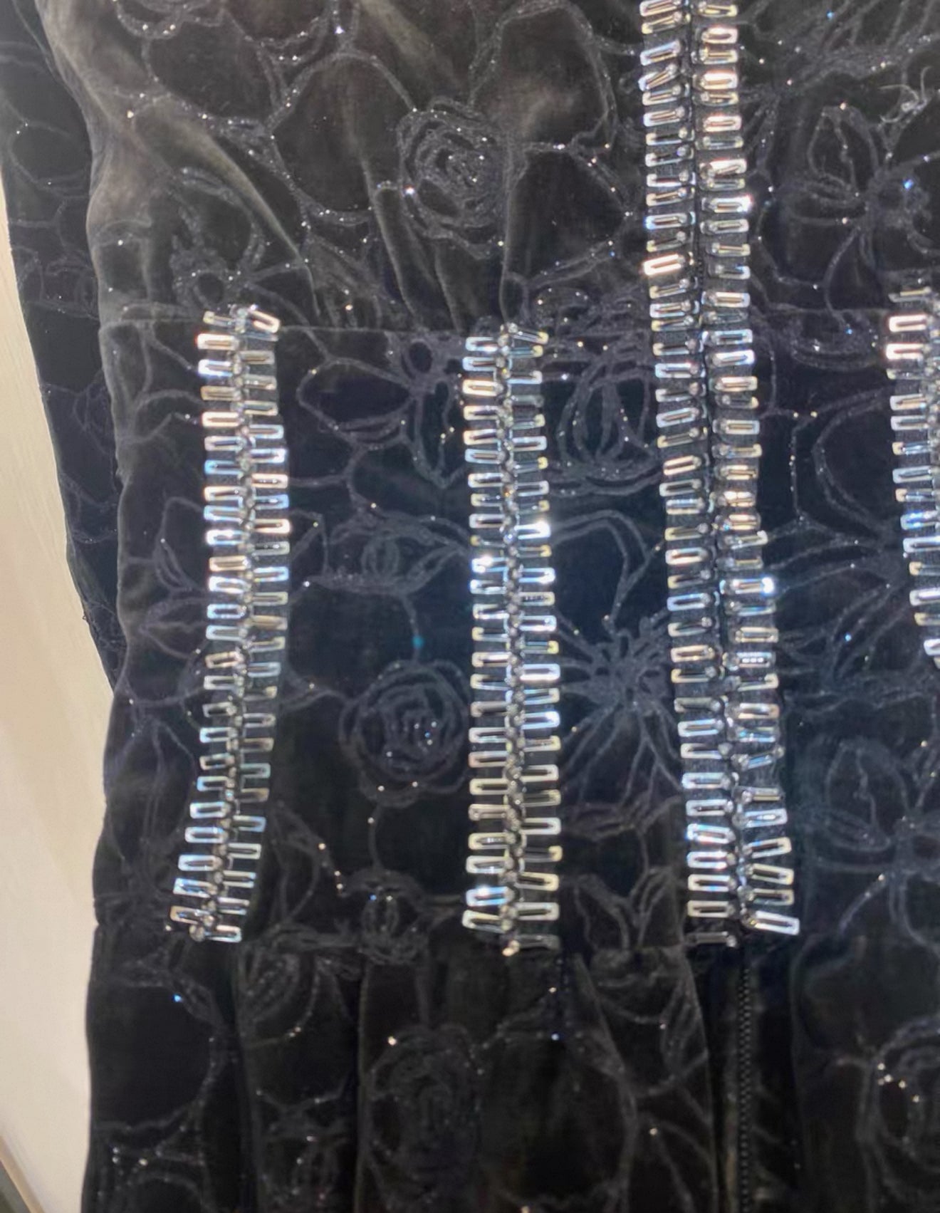 Chanel 14k Black Embroidered velvet jumpsuit