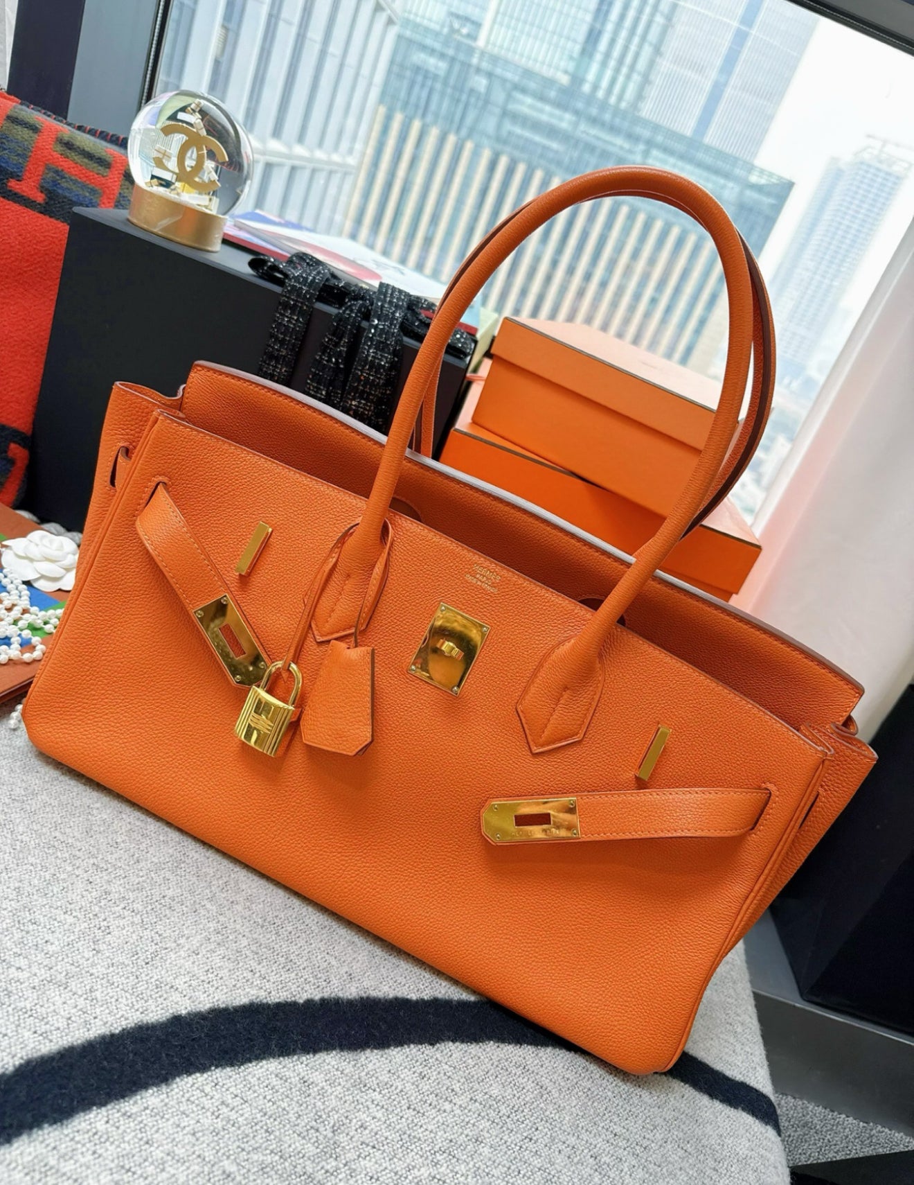 バッグ HERMES shoulder strap sunkakke orange Hermes Shoulder Birkin Orange Togo Leather Gold Hardware – Wararni.com