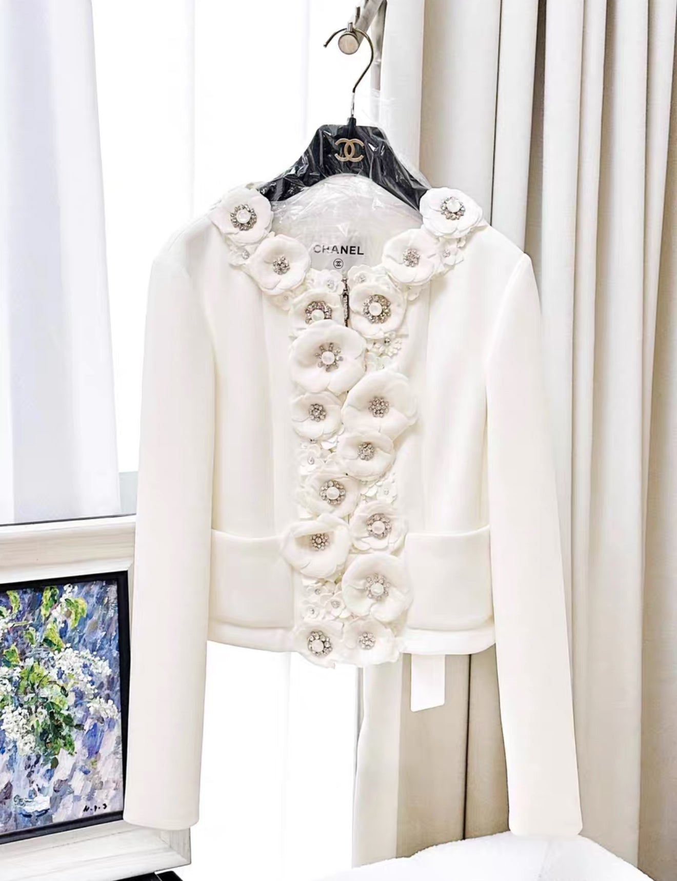 CHANEL 花柄ジャケット chanel 24P blooming raffia patchwork multicolour lace jacket