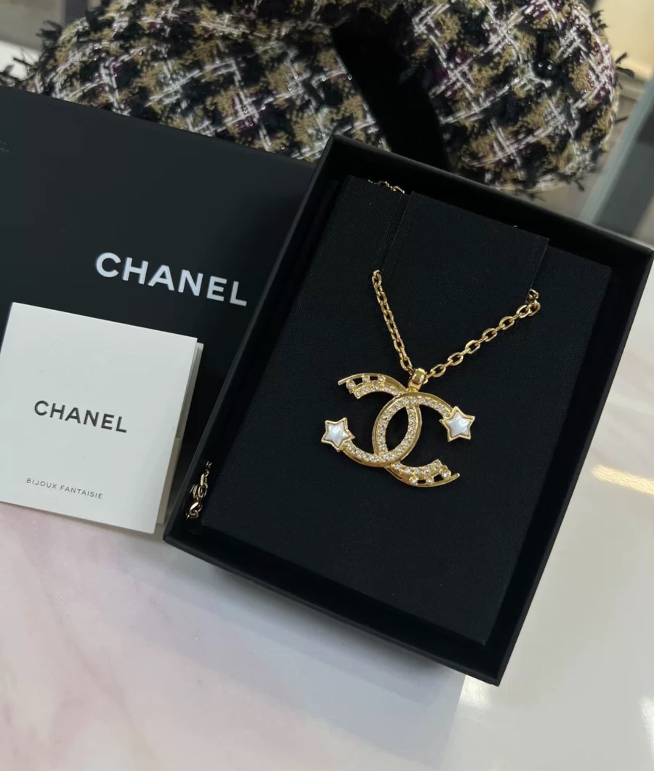 Chanel 24C gold shooting star double C necklace