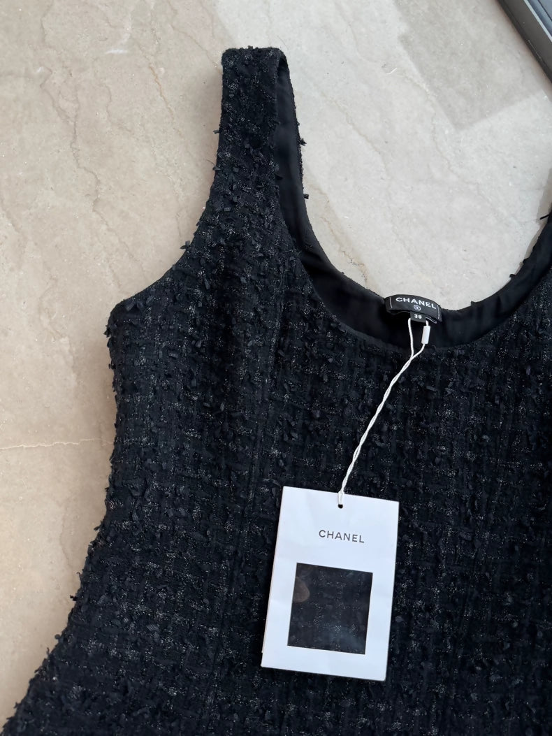 Chanel 23A Black Tweed Dress