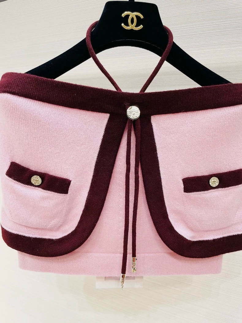 Chanel 25A pink cashmere top