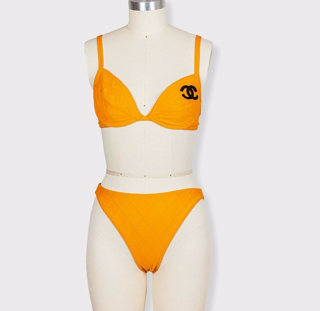 Chanel 1994 Cruise Vintage Orange Logo Quilted Bikini – Wararni.com