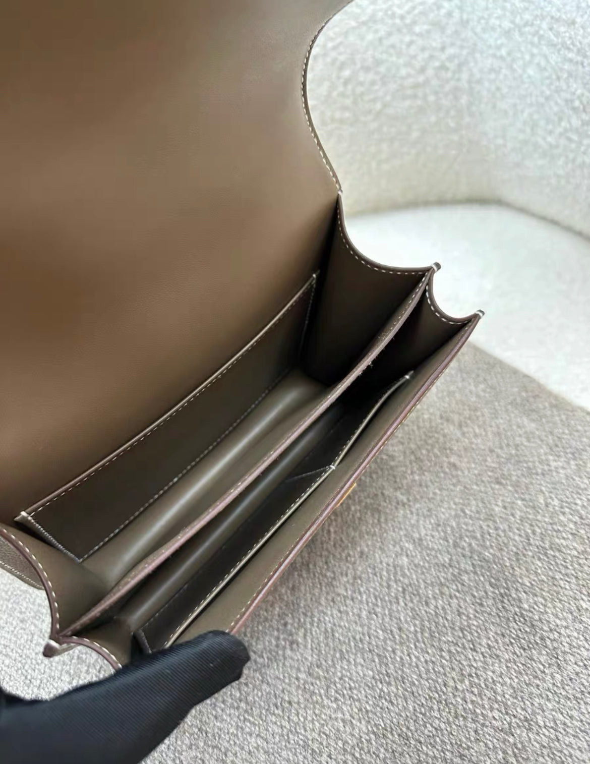 Hermes Constance mini Mirror Etoupe grey Epsom leather Rose gold hardware