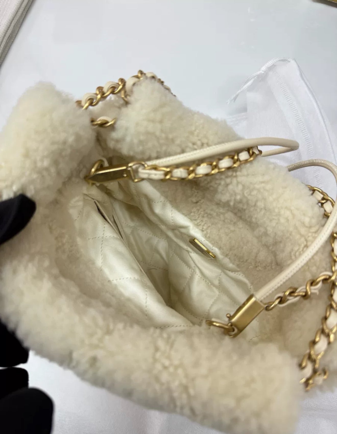 Chanel 22 bag mini teddy with gold hardware
