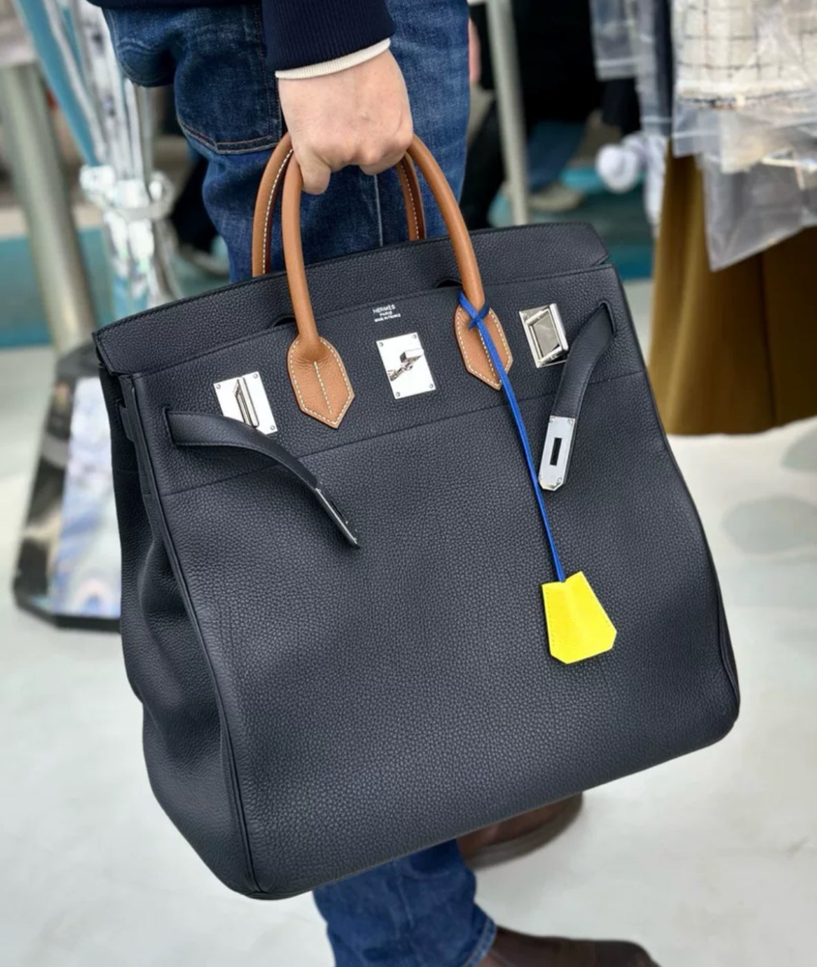 Hermès Birkin HAC 40 Black & Gold & Blue Royale Togo