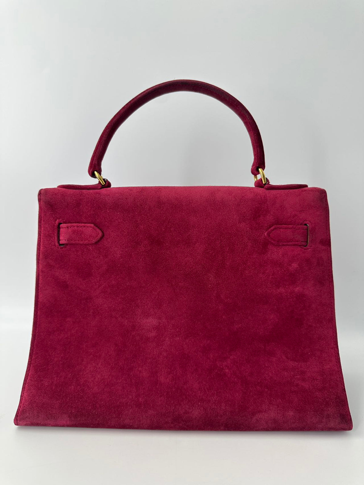 Rare Hermes Kelly 28 Pink Rose Doblis Suede leather gold hardware