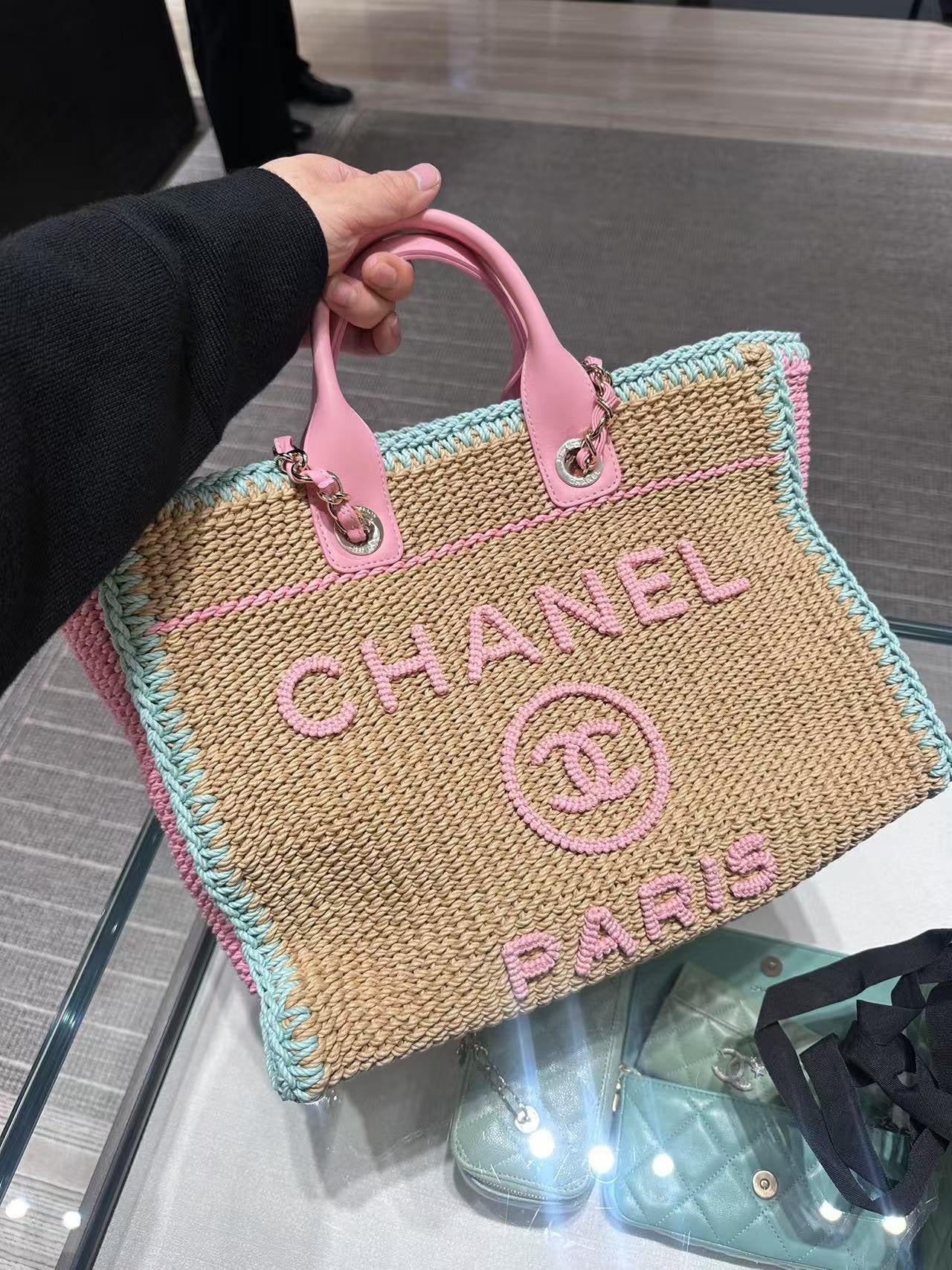 RARE CHANEL 24SS PINK/BLUE LARGE SHOPPING TOTE – Wararni.com