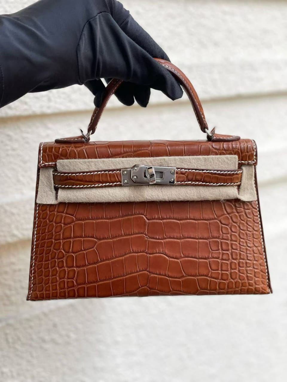 Hermes Mini Kelly 20 Fauve Barenia Matte Alligator Palladium hardware