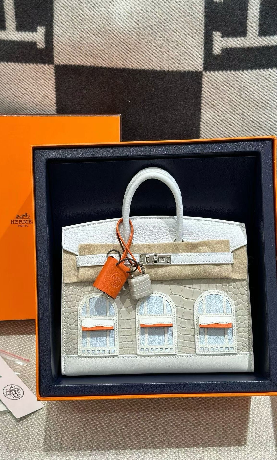 Hermès Sac Faubourg Birkin 20 White Matte Alligator Palladium